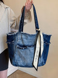 Borsa shopper in denim con effetto Tintura a nodi alla moda