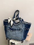 Borsa shopper in denim con effetto Tintura a nodi alla moda