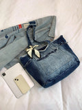 Borsa shopper in denim con effetto Tintura a nodi alla moda