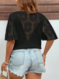 Maglietta elegante taglie forti con rouches e patchwork in stile waffle