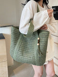 Nuova borsa a tracolla versatile alla moda, borsa da spiaggia e vacanza, design elegante e leggero in paglia intrecciata, stile bohémien, grande capacità