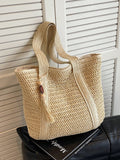 Nuova borsa a tracolla versatile alla moda, borsa da spiaggia e vacanza, design elegante e leggero in paglia intrecciata, stile bohémien, grande capacità
