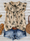 Camicia estiva casual con maniche a lanterna per donna in taglie comode