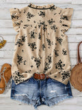 Camicia estiva casual con maniche a lanterna per donna in taglie comode