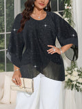 Camicia casual da donna alla moda, a strati e patchwork