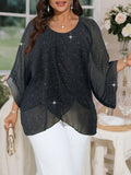 Camicia casual da donna alla moda, a strati e patchwork