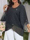 Camicia casual da donna alla moda, a strati e patchwork