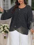 Camicia casual da donna alla moda, a strati e patchwork