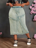 Gonna di jeans di taglia grande blu