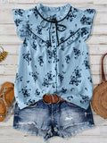 Camicia estiva casual con maniche a lanterna per donna in taglie comode