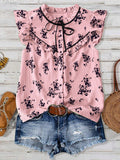 Camicia estiva casual con maniche a lanterna per donna in taglie comode