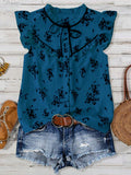 Camicia estiva casual con maniche a lanterna per donna in taglie comode