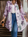 Camicia casual con stampa floreale e maniche arrotolate, per donne di taglia comoda, stile West Country