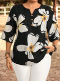 Camicia casual per vacanze con stampa floreale, modello oversize
