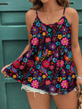 Top canotta da donna taglie forti con stampa floreale, top casual elegante per l'estate