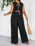 Set casual estivo di 2 pezzi per donne taglie forti, in stile vacanza, con stampa leopardata, pantaloni con lacci, camicia + pantalon
