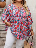 Camicia casual da vacanza con stampa floreale su tutta la superficie, di taglia grande