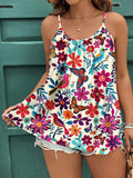 Canottiera  casual e minimalista, vintage con stampa floreale, elegante e adatta alle taglie forti