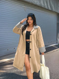 Giacca casual con stampa a quadri e patchwork, modello oversize per donne