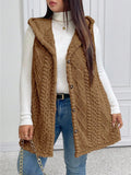 Cardigan/Gilet con cappuccio lungo e morbido, tinta unita, in tessitura jacquard, monopetto