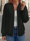 Giacca con chiusura lampo comfortibile dalla texture 3D alla moda per donne taglie forti