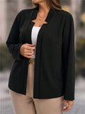 Blazer casual con maniche lunghe, monocolore, con davanti aperto, per donne taglia comoda
