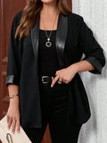 Giacca in pelle da donna formato curvy minimalista personalizzata con dettagli di cucitura, adatta per la primavera/autunno