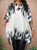 Abito elegante tipo kaftan intrecciato di colore blu navy, svasato, per taglie forti, asimmetrico, adatto per primavera ed estate