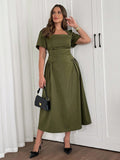 Abito casual da donna taglie forti, stile romantico francese, elegante