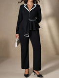 Completo elegante con giacca e pantaloni in colori a contrasto, taglie comode