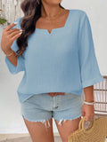 Camicia casual in tinta unita e texture per taglie comode