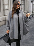 Cappotto casual oversize da donna con maniche a pipistrello, tasche e colore tinta unita