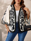 Giacca casual corta in stile retrò con colori a contrasto, per taglie comode