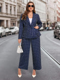 Completo da donna taglie forti, elegante giacca blazer e pantaloni