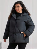 Cappotto imbottito trapuntato di taglia grande con cappuccio oversize