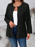 Cardigan a maglia a trecce monopetto oversize per donna, colore unito casual versatile