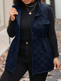 Gilet trapuntato casual con tasche cargo e vita con coulisse, per donna taglia comoda