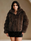 Nuovo cappotto elegante da donna in stile autunno/inverno in finta pelliccia di volpe