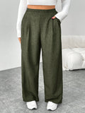 Pantaloni larghi in vita elastica di moda casual e comodi da donna per l'autunno e l'inverno