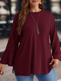 Maglia casual invernale con maniche a campana e spacchi laterali, taglia comoda