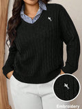 Maglione casual versatile con dettagli ricamati, taglia comoda
