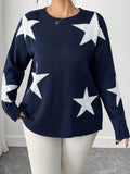 Maglione casual aderente con motivo a stelle, taglie comode