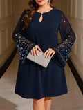 Abito elegante da donna taglie forti con decorazioni in strass