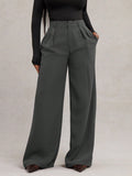 Pantaloni larghi e morbidi di colore grigio scuro minimalisti e alla moda per taglie comode