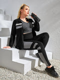 Taglie Forti Set sportivo pannello a contrasto con zip