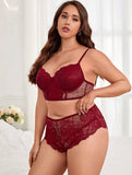 Taglie Forti Set lingerie pizzo floreale con ferretto