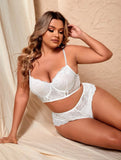 Taglie Forti Set lingerie pizzo floreale con ferretto