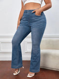 Taglie Forti Jeans a gamba svasata con vita elastica