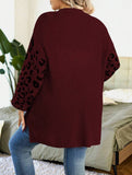 Taglie Forti Cardigan duster con modello leopardo spalle cadenti