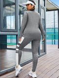 Taglie Forti Set sportivo pannello a contrasto con zip